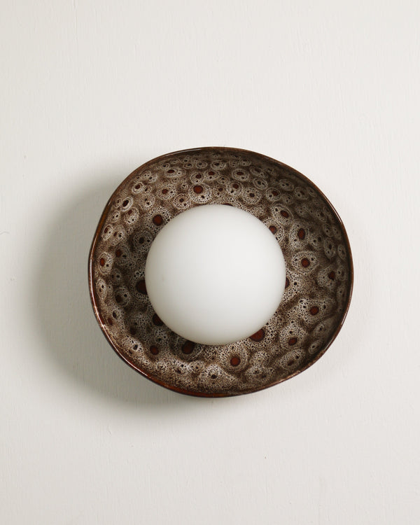 Robert Gordon Shell Wall Sconce ceramic wall light, hand glazed in White Ochre | norsu Interiors