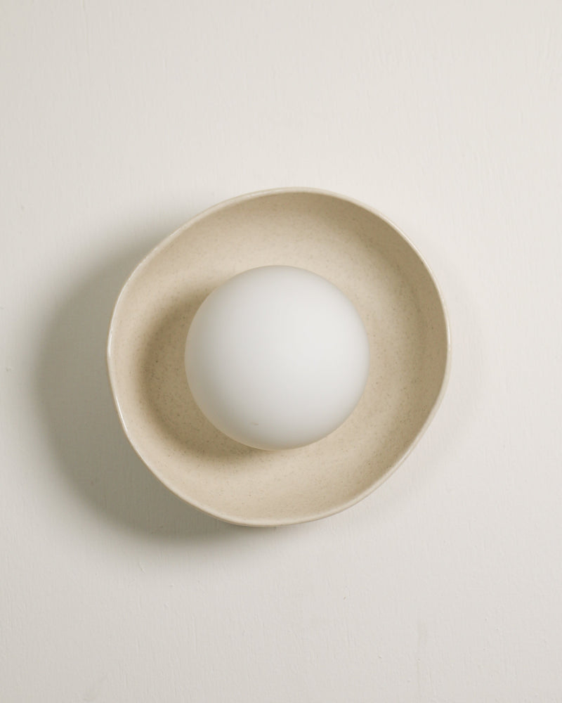 Robert Gordon Shell Wall Sconce ceramic wall light, hand glazed in Poppyseed | norsu Interiors