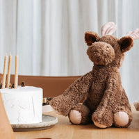 Daisy Moose plush toy with pink corduroy antlers