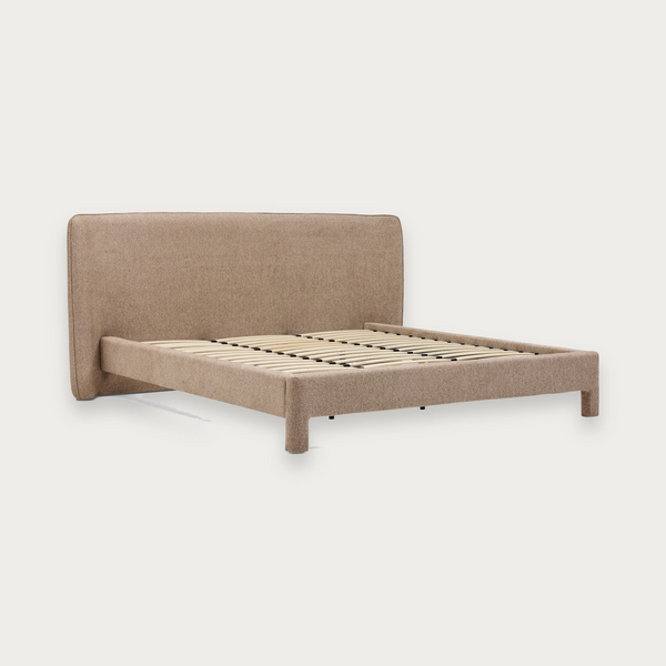 Dalia King Bed Mocha on grey background