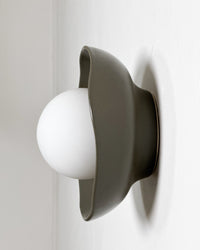 Robert Gordon Shell Wall Sconce ceramic wall light, hand glazed in Olive | norsu Interiors