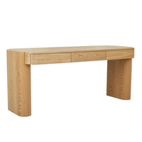 GlobeWest Floyd Desk in natural ash veneer with three spacious drawers and sleek modern design