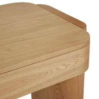 Close-up of GlobeWest Floyd Desk corner in natural ash veneer wood finish