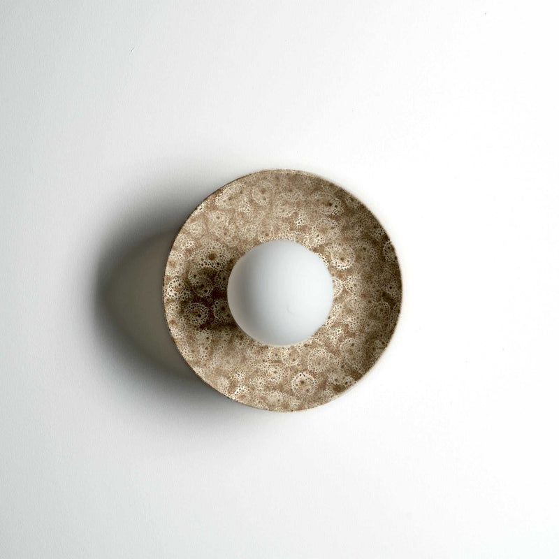 Robert Gordon Dish Wall Sconce in White Ochre, front on | Norsu Interiors