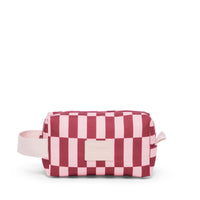 Base Supply Ditty compact water-resistant travel pouch in burgundy and peony check with cotton carry loop