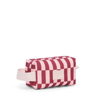 Base Supply Ditty compact travel pouch in burgundy and peony check with water-resistant fabric and cotton carry loop