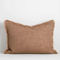 Baya Dover Cushion tan linen rayon blend with feather insert 40x60cm