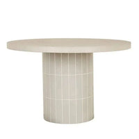 Globe West Coffee Tables Globe West Seville Tile Round Dining Table, Pearl White