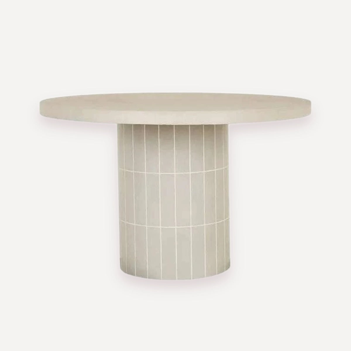 GlobeWest Seville Tile Round Dining Table -  Matt Pearl White