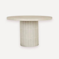 GlobeWest Seville Tile Round Dining Table -  Matt Pearl White