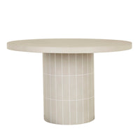 GlobeWest Seville Tile Round Dining Table -  Matt Pearl White