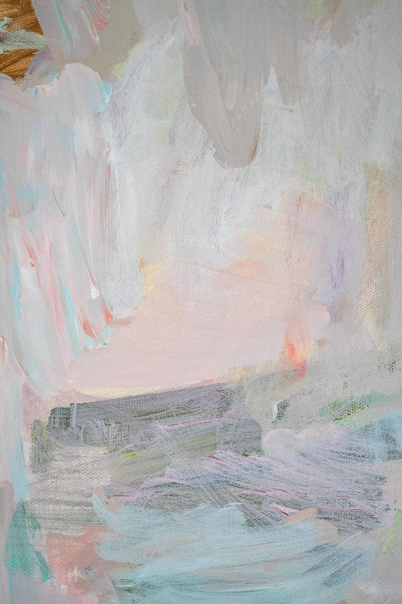 Abstract pastel-colored limited edition canvas print "Endless Summer" by artist Vanni with soft, organic shapes and vibrant hues.