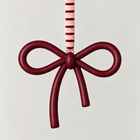norsu STUDIO Christmas Ceramic Bow Ornament, Burgundy