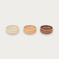 Ember set of six ceramic condiment dishes in cream, apricot and chocolate