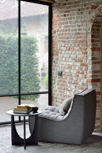 Ethnicraft Footstool Sofa N701 - Dark Grey, styled in a room setting