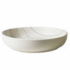 Coastal Junction 28cm cream salad bowl with green stripe detail, hand-painted stoneware dish for salads and sides
