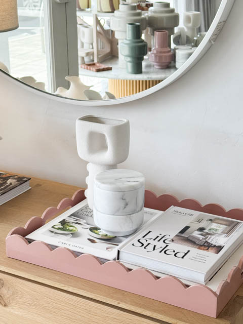 norsu STUDIO Rectangular Scalloped Tray – 43 × 33 cm, Ochre Pink