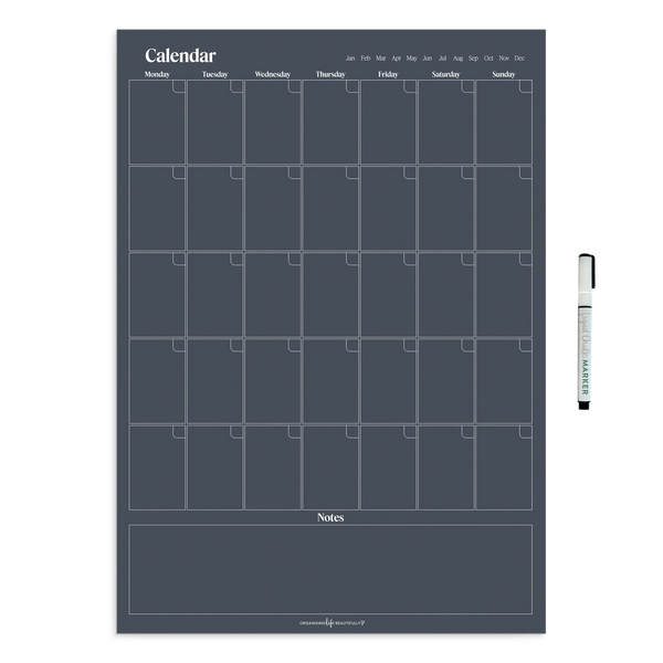 Peel & Stick Wall Planner A2 reusable monthly calendar with liquid chalk marker and application tool for flexible planning
