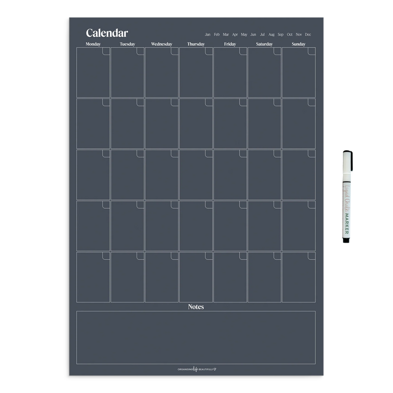 Peel & Stick Wall Planner A2 reusable monthly calendar with liquid chalk marker and application tool for flexible planning