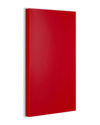 Red magnetic storyboard with powder coated finish compatible with Mustard Made lockers for versatile wall display.