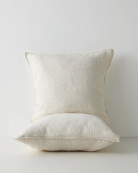 Sova Savanna linen pillowcases showing the top-stitched flanged edge