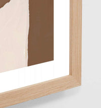 Middle of Nowhere First Course Print in nutmeg tones with white border, framed in oak wood behind glass.