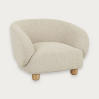 GlobeWest Flo Occasional Chair in Moonbeam boucle with natural ash legs