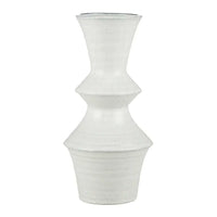 Light grey Alma Ceramic Vase with sculptural conical jointed design on white background