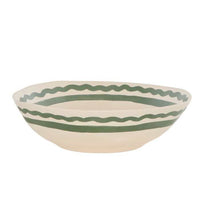 Davis & Waddell Salad Bowl in dark green with wiggly stripe design made from eco-friendly bamboo fibre