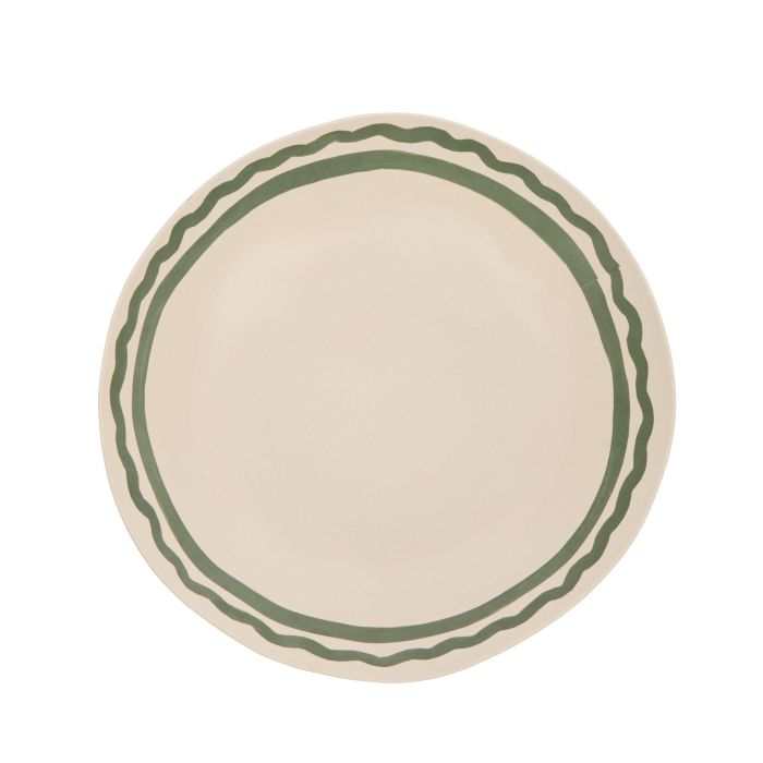 Davis & Waddell Salad Bowl in dark green bamboo fibre with wiggly striped design.