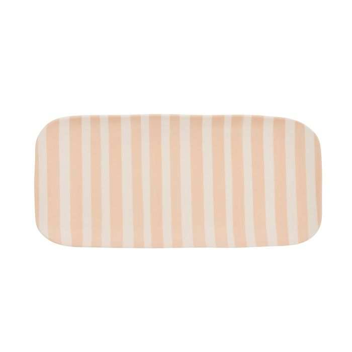Davis & Waddell rectangular bamboo fibre serving platter with cantaloupe striped design, eco-friendly and large size for entertaining