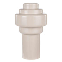 Large Amalfi Merrik Vase in neutral moonbeam color with geometric shape and high-gloss finish, suitable for modern and classic interiors.