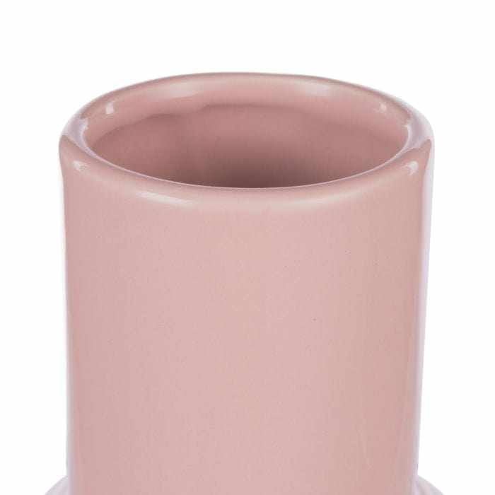 Small pink Merrik Vase with high-gloss lacquer finish made of clay, ideal for fresh or faux floral arrangements.