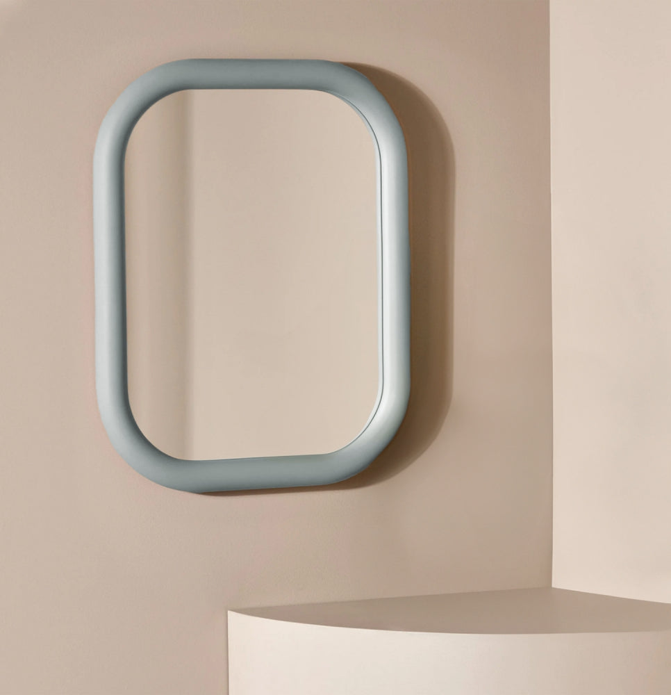 Middle of Nowhere Gertrude Mirror, Dusty Blue - styled in situ