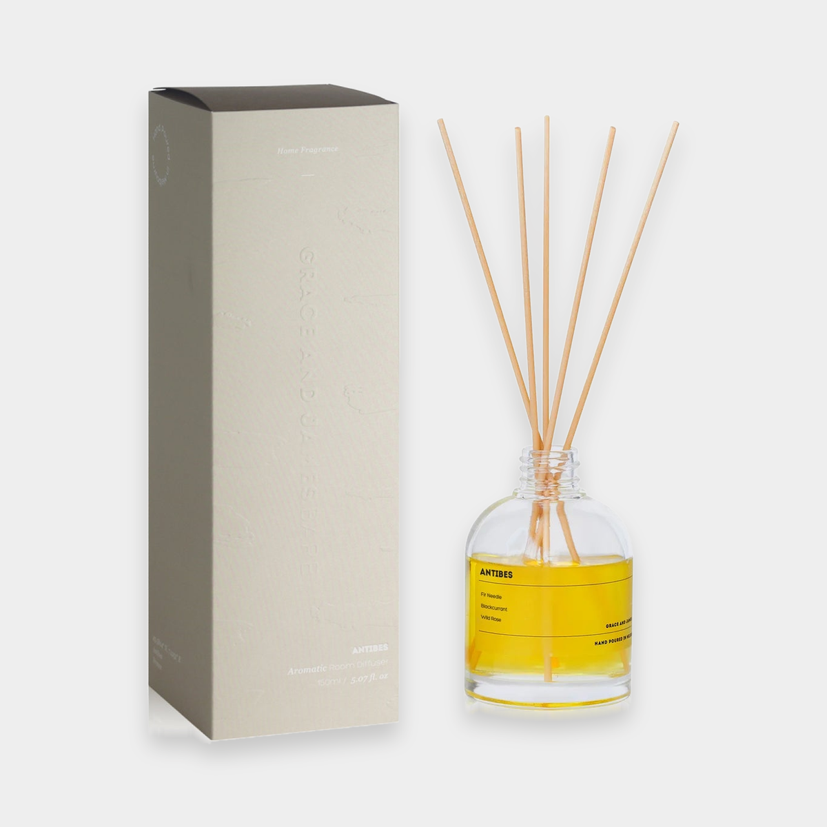 Grace and James Antibes Reed Diffuser 150ml with its gift box