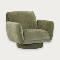 GlobeWest Marion Swivel Occasional Chair in Clover green on a soft grey background