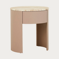 GlobeWest Oberon Crescent Marble Bedside - Satin Onyx Travertine - Dusk
