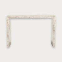 GlobeWest Ponte Console Table in Golden White marble with stepped edging