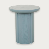GlobeWest Saskia Side Table in Slate Teal with ribbed column base
