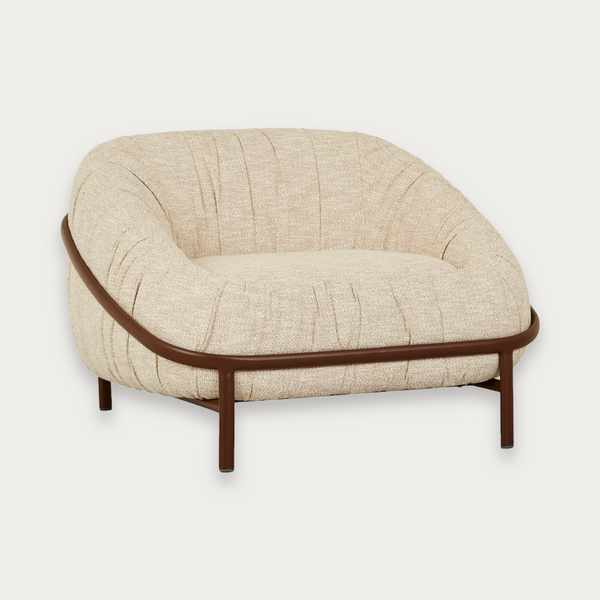GlobeWest Shoreline outdoor sofa chair in Sand Fleck with Hickory frame