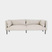 Globe West Felix Fold 3 Seater Sofa in Windy Grey with fabric upholstery and black metal legs