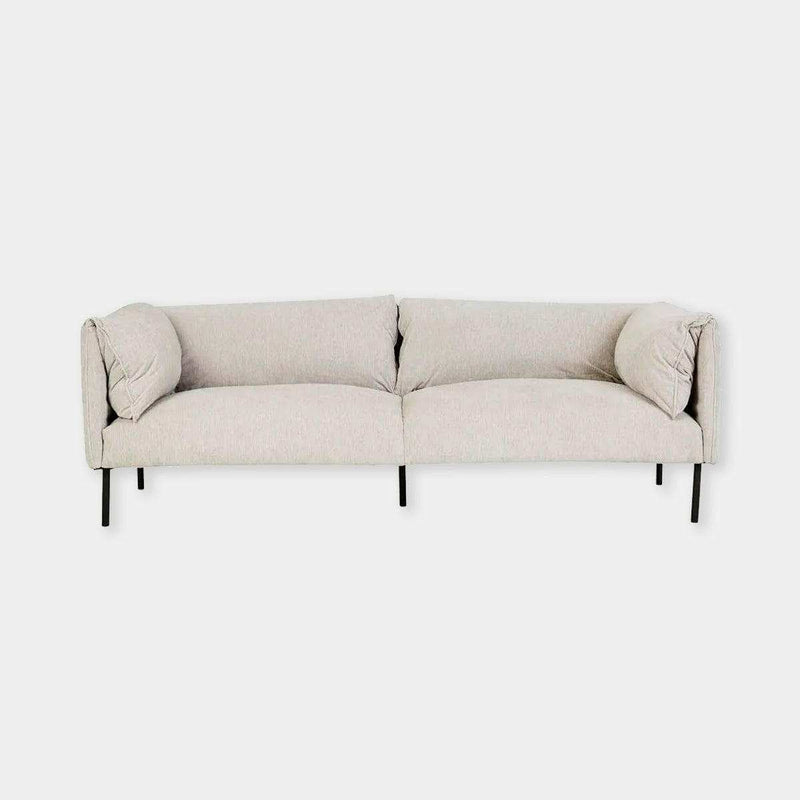 Globe West Felix Fold 3 Seater Sofa in Windy Grey with fabric upholstery and black metal legs