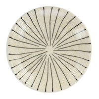 Small Academy Sabi Stripe stoneware decor dish with white and black stripes and handles