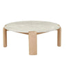 Globe West Willa Marble coffee table with grey marble top and light oak legs, modern elliptical design