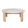 Globe West Willa Marble coffee table with grey marble top and light oak elliptical legs