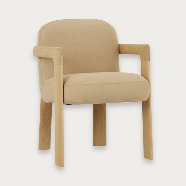 GlobeWest Brixton Dining Armchair - Camel - Blonde Oak