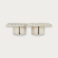 GlobeWest Leon Frame Marble Coffee Table - Matt Ocean Marble - Porcelain
