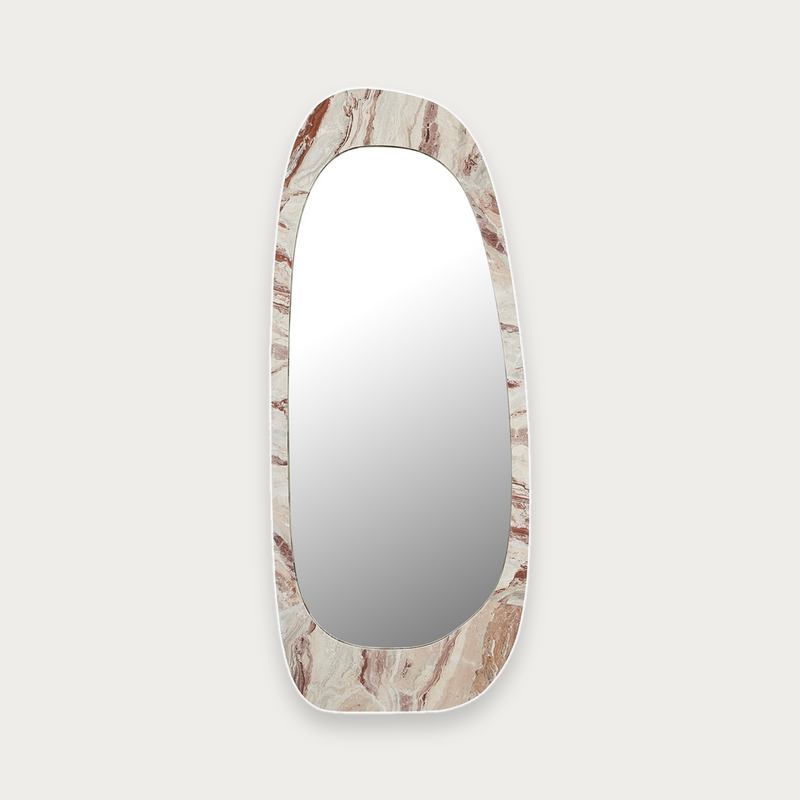 GlobeWest Oakley Pebble Floor Mirror in Monica Red Marble | Norsu Interiors