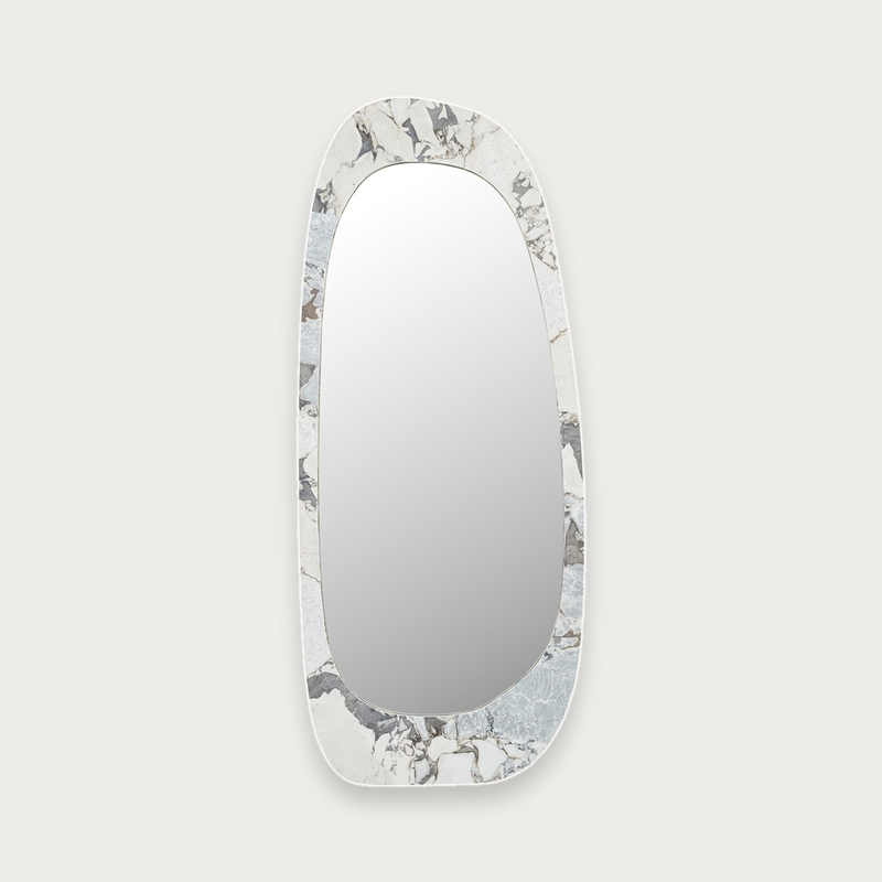 GlobeWest Oakley Pebble Floor Mirror in Ocean Marble | Norsu Interiors