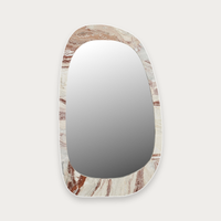 GlobeWest Oakley Pebble Mirror in Monica Red Marble | Norsu Interiors